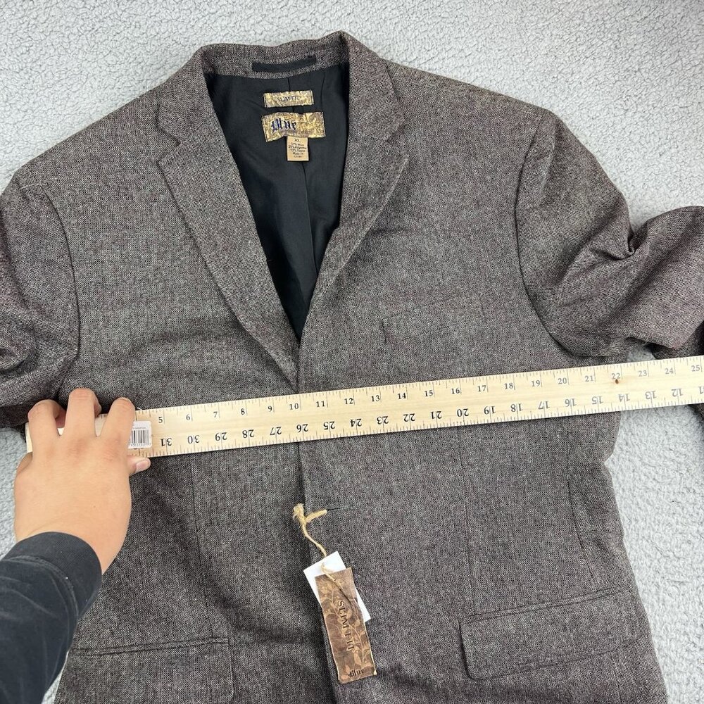 Pronto Uomo Blue Men's Brown Wool Blend Tweed Blazer Coat Jacket XL Slim Fit - Picture 3 of 12